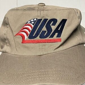 USA Embroidered Tan Cap Vintage Y2K NWT